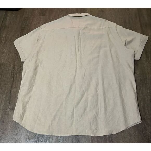 Sean John Mens Beige Linen Blend Short Sleeve Shoulder Strap Accents Pockets 4XL - Picture 6 of 8